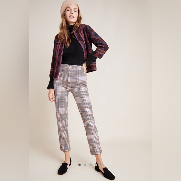 Anthropologie Pants - Anthropologie Malcom Plaid Tapered Trousers Pastel Plaid Size 10
